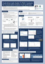 Hydrothermally Stable Ti-PMO Catalysts for Sustainable Aviation Fuel Synthesis