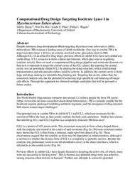 Computational Drug Design Targeting Isocitrate Lyase 1 in Mycobacterium Tuberculosis