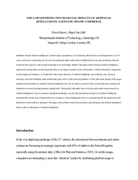 The Longstanding Psychosocial Impacts of Artificial Intelligence Agents in Online Commerce