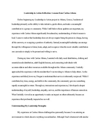 Leadership in Action Reflection Essay!
