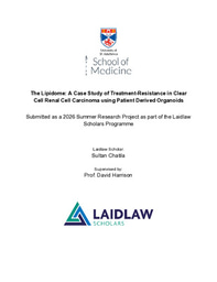 Research Report - The Lipidome: A Case Study of Treatment-Resistance in Clear Cell Renal Cell Carcinoma using Patient Derived Organoids