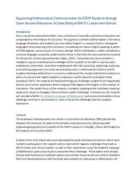 Supporting Mathematical Communication for STEM Students through Open-Access Resources: A Case Study at SWJTU-Leeds Joint School