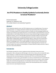 Functional Comparison of TP53 Mutations in Healthy and Cancerous Oral and Oesophageal Epithelia
