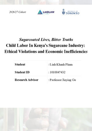 Research Proposal | Sugarcoated Lives, Bitter Truths Child Labor In Kenya’s Sugarcane Industry: Ethical Violations and Economic Inefficiencies