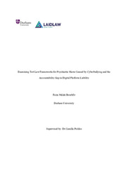 Examining Tort Law Frameworks for Psychiatric Harm Caused by Cyberbullying and the Accountability Gap in Digital Platform Liability