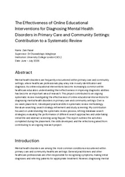 Effectiveness of online educational interventions for diagnosing mental health disorders in primary care and community settings: A systematic review