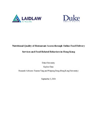 Research Paper: Nutritional Quality of Restaurant Access through Online Food Delivery Services and Food-Related Behaviors in Hong Kong