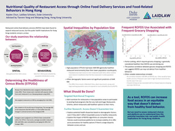Poster: Nutritional Quality of Restaurant Access through Online Food Delivery Services and Food-Related Behaviors in Hong Kong