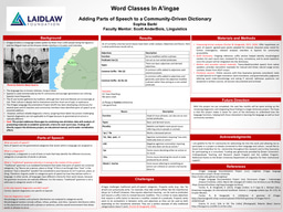 Word Classes in A'ingae Poster