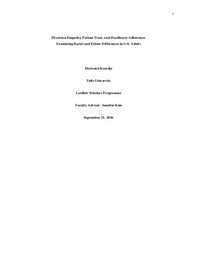 Physician Empathy, Patient Trust, and Healthcare Adherence: Examining Racial and Ethnic Differences in U.S. Adults