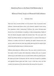 Essay：Identifying Norms in the Parent-Child Relationship - A Relational Theory Analysis of Presumed Undue Influence