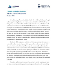 Maariyah Malik | Reflection on Laidlaw Summer #1