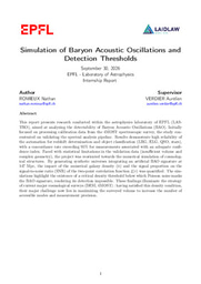Simulation of Baryon Acoustic Oscillations and Detection Thresholds. (Research Report)