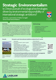 Poster: Strategic Environmentalism – Is China’s pursuit of ecological technologies driven by environmental responsibility or international strategic ambitions?