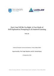 Don't Just Tell Me I'm Right: A User Study of Self-Explanation Prompting in AI-Assisted Learning
