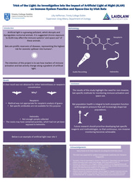 Research Poster - Trick of the Light: An Investigation into the Impact of Artificial Light at Night (ALAN) on Immune System Function and Space-Use by Irish Bats