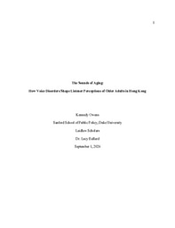 The Sounds of Aging: How Voice Disorders Shape Listener Perceptions of Older Adults in Hong Kong