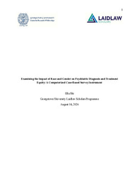 Research Essay: the Impact of Race and Gender on Psychiatric Diagnosis and Treatment Equity