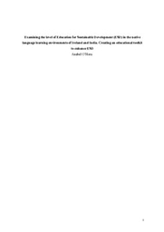Examining the level of Education for Sustainable Development (ESD) in the native language learning environments of Ireland and India. Creating an educational toolkit to enhance ESD: