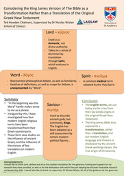 Poster: Considering the King James Version of The Bible as a Transformation Rather than a Translation of the Original Greek New Testament 