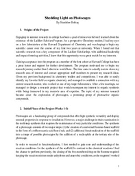 Summer 2026 Research Project: Shedding Light on Photocages