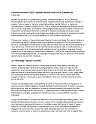 Summer Research 2026: Harnessing Shared Sports Fandom to Improve Social Connection