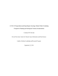 COVID-19 Preparedness and Reporting in Oncology Clinical Trials: Evaluating Prospective Planning and Subsequent Toxicity Documentation -- research paper