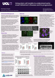 Using stem cell models to understand early-onset Alzheimer’s Disease and its progression - Poster