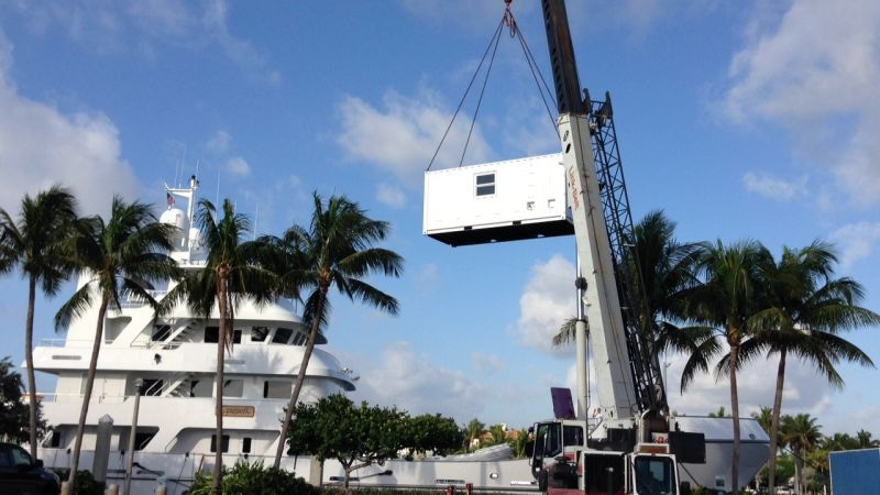 The mobile lab contained is transferred to the Copasetic’s deck.