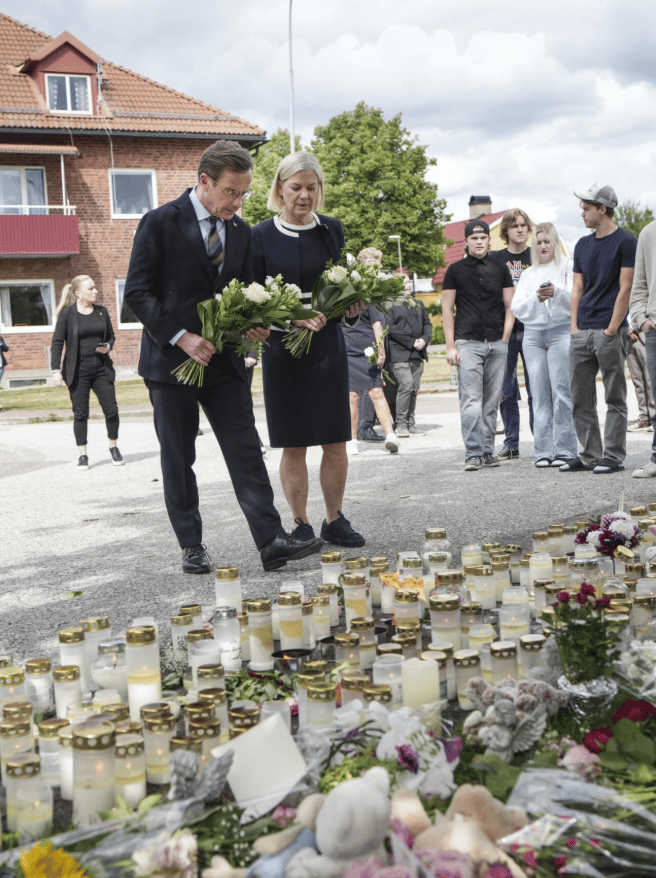 Sweden's Prime Minister Ulf Kristersson visited the memorial site the following day