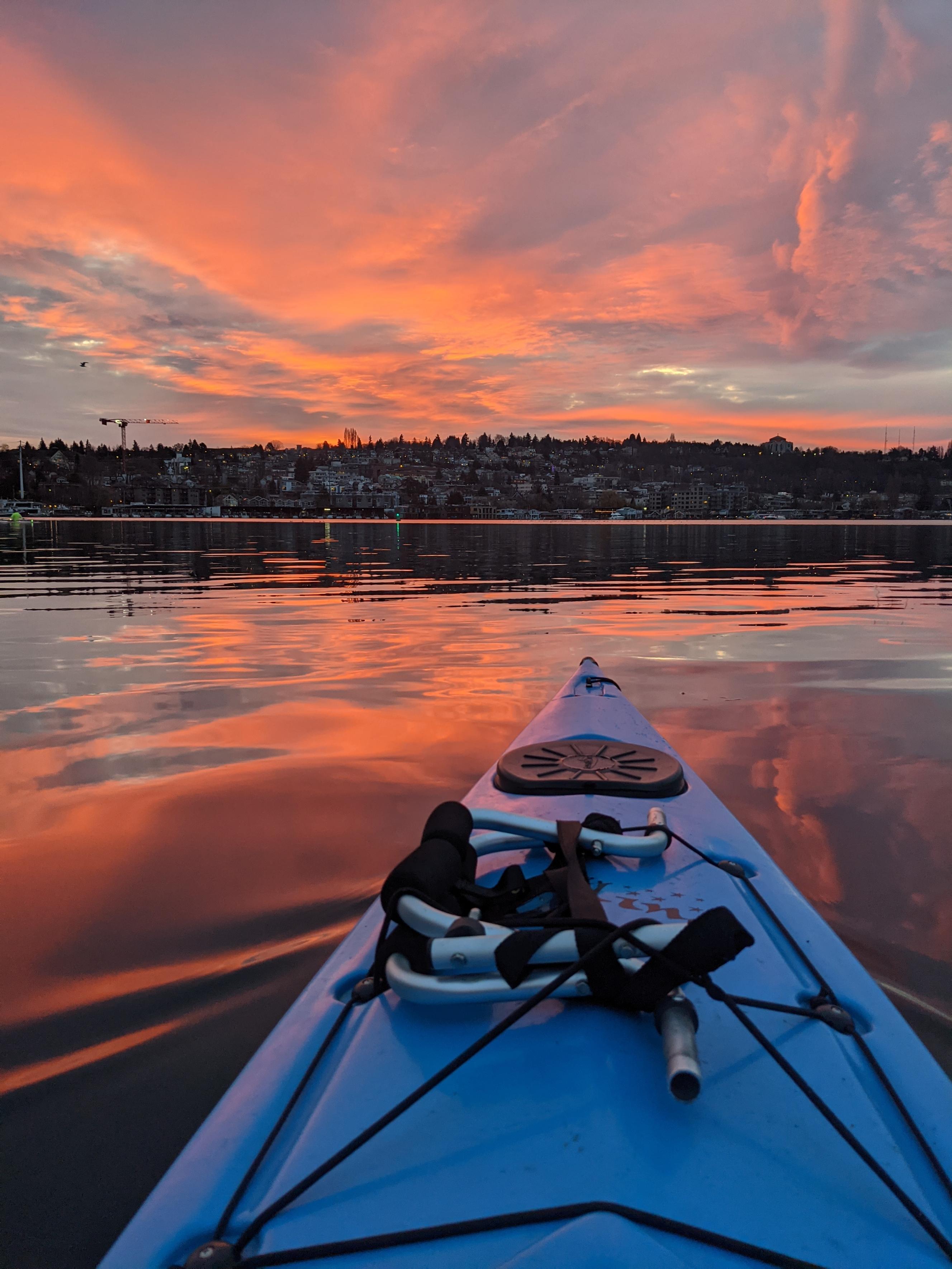 Photo taken from a kayak near Seattle. This is Kaspar Podgorski's commute. 