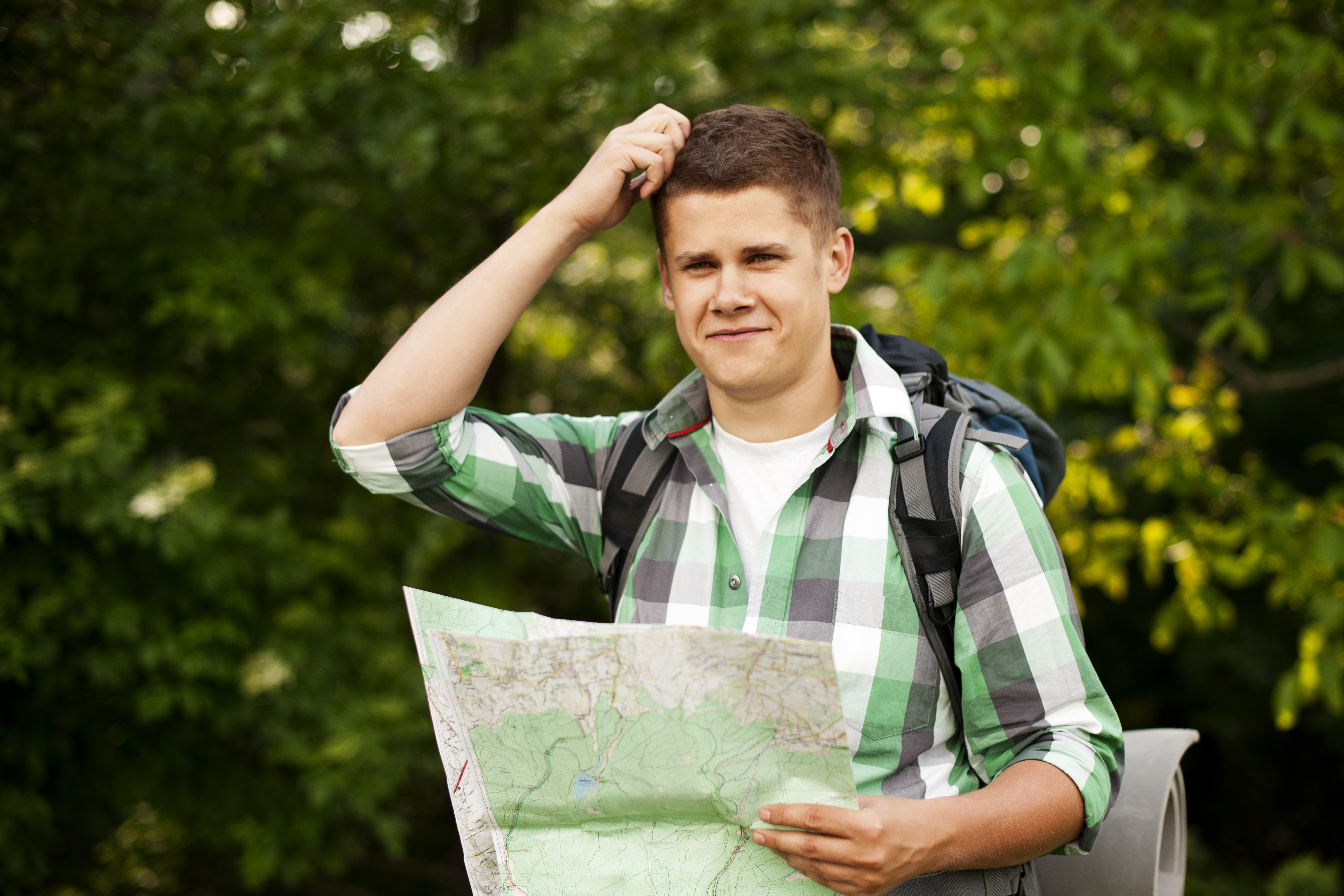 A lost college student with a map