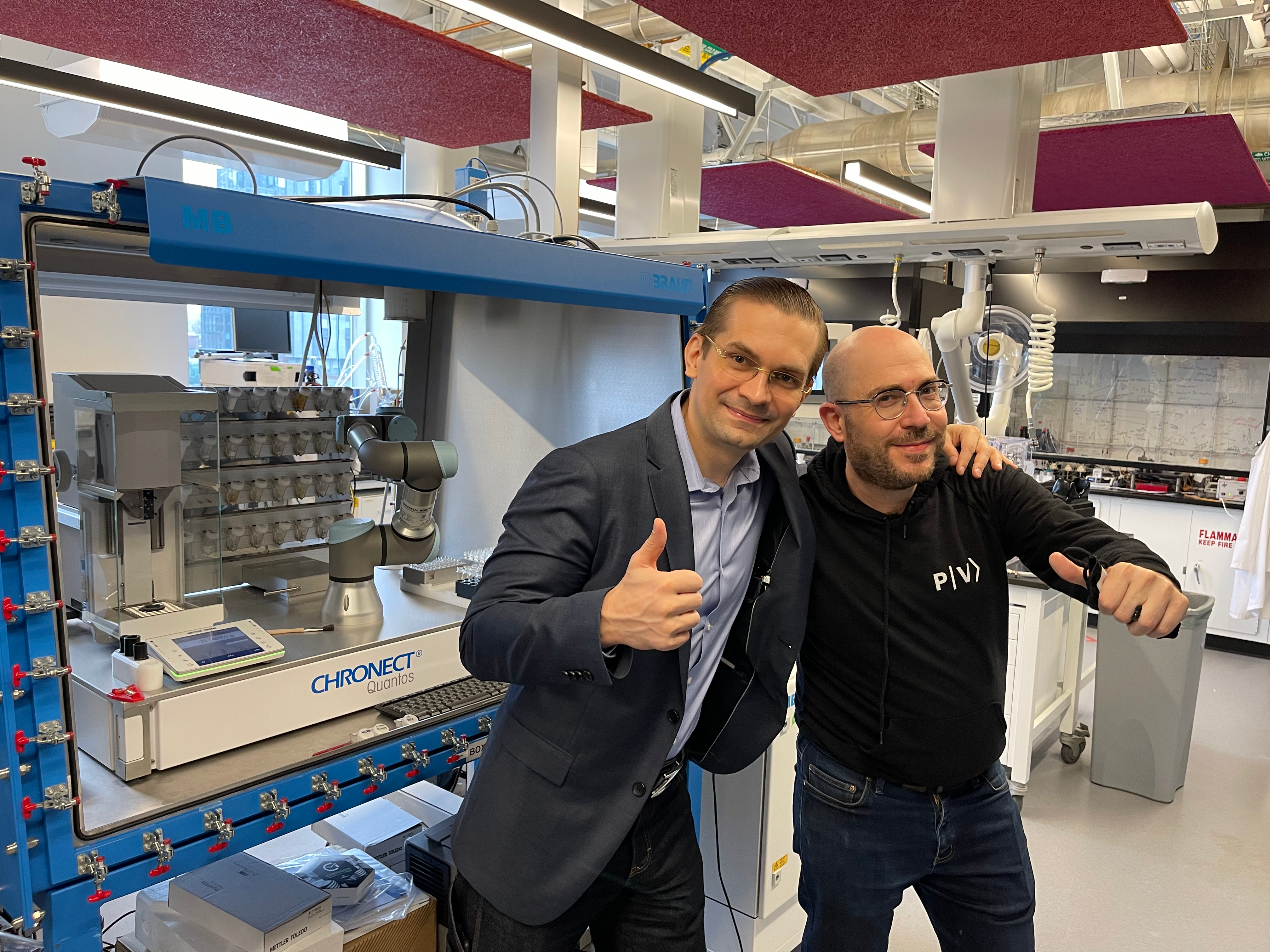 Alex Zhavoronkov in Alan Aspuru-Guzik's automated chemistry robotics lab, University of Toronto, February 2022