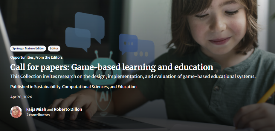 Call for papers: Game-based learning and education