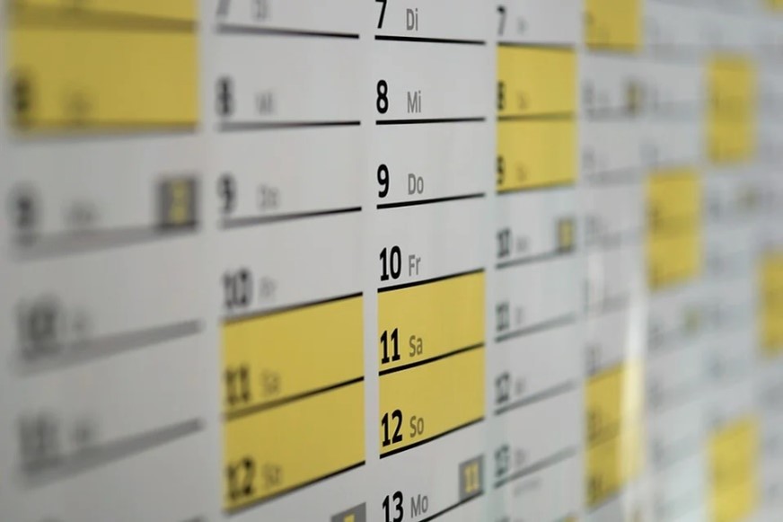 image of a calendar showing the days of the month