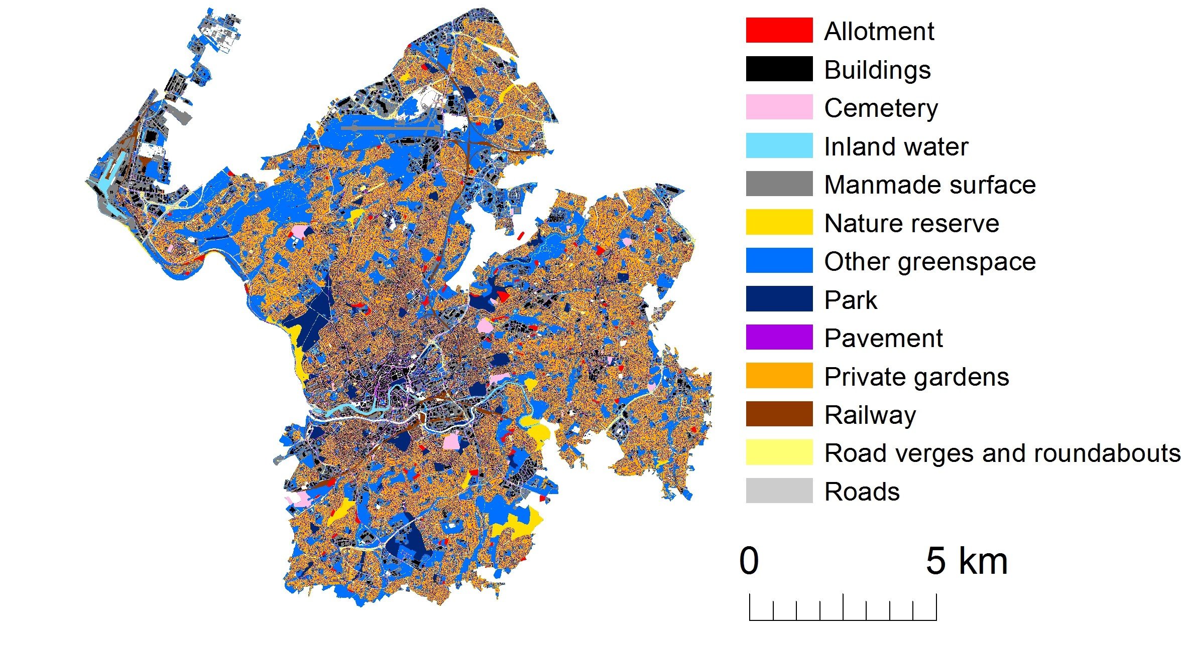 Land use map for Bristol 
