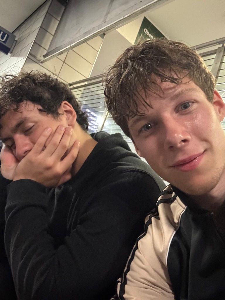 My host brother takes a selfie with me sleeping after coming back from das Klub.