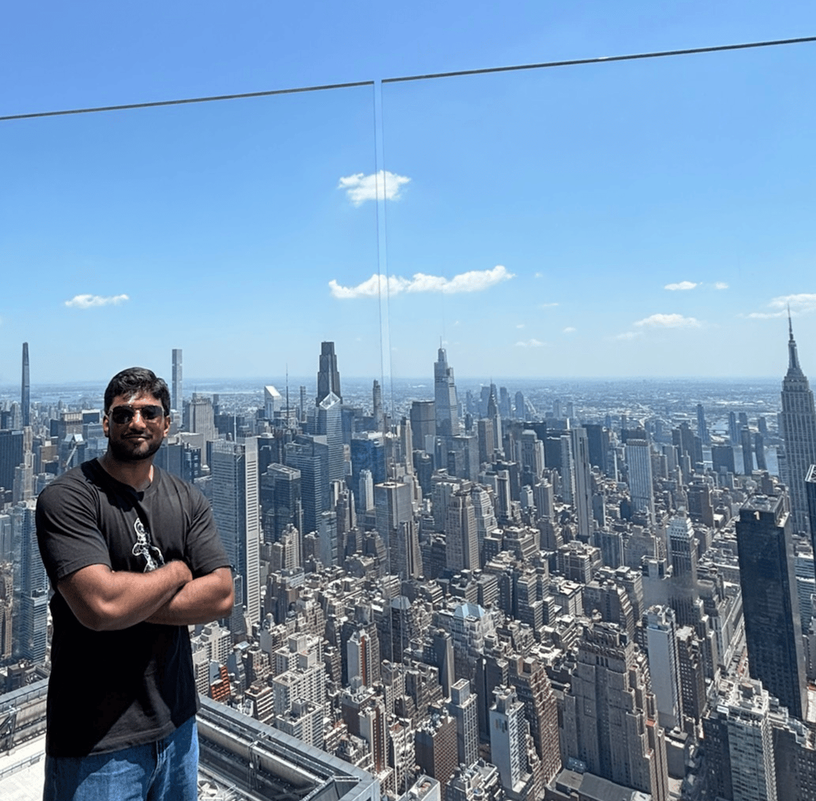 Samuel Kamalendran overlooking Manhattan during his Leadership-in-Action experience
