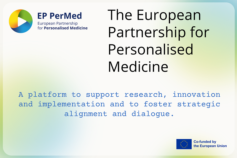 Slide with text and logos describing the EP PerMed scope and its partial funding by the European Union.