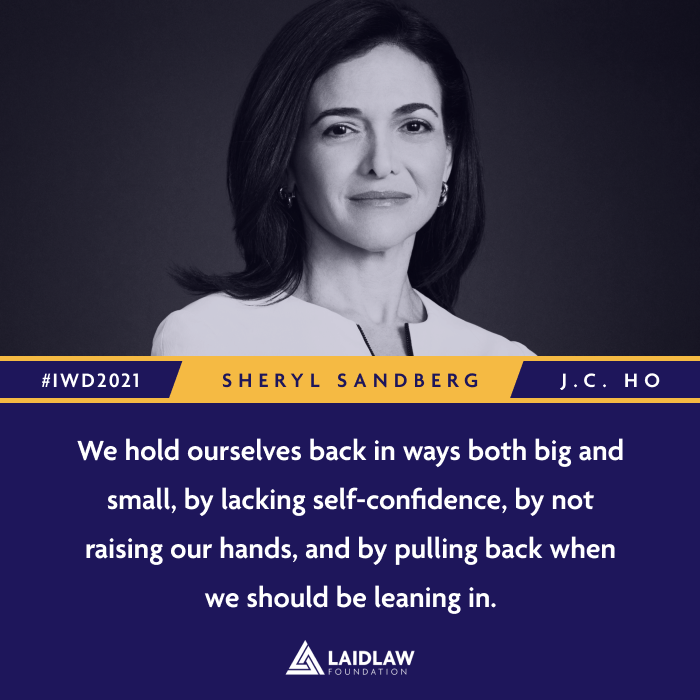 International Women's Day 2021 Inspirational Quotes - Sheryl Sandberg: "We hold ourselves back in ways both big and small, by lacking self-confidence, by not raising our hands, and by pulling back when we should be leaning in."