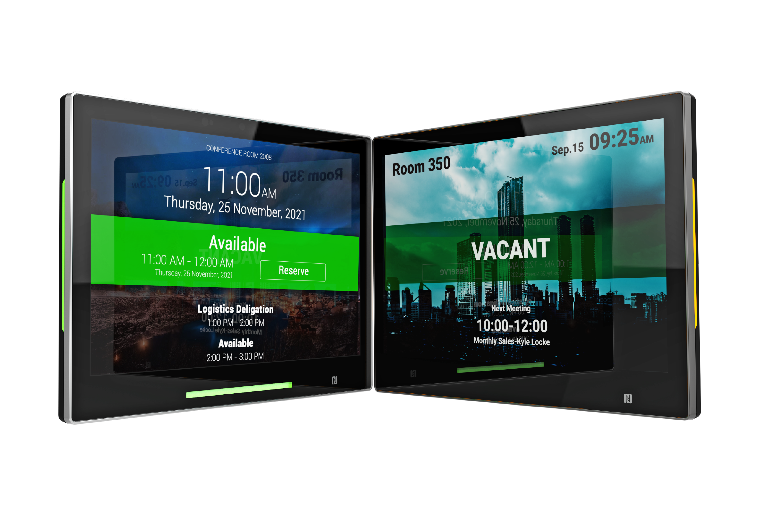Qbic's smart room booking panel options, including the premium flagship TD-1070 and affordable TD-1070 Lite.