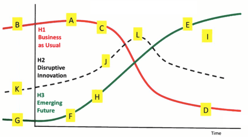 Detailed questions within a Three Horizons Thinking Framework