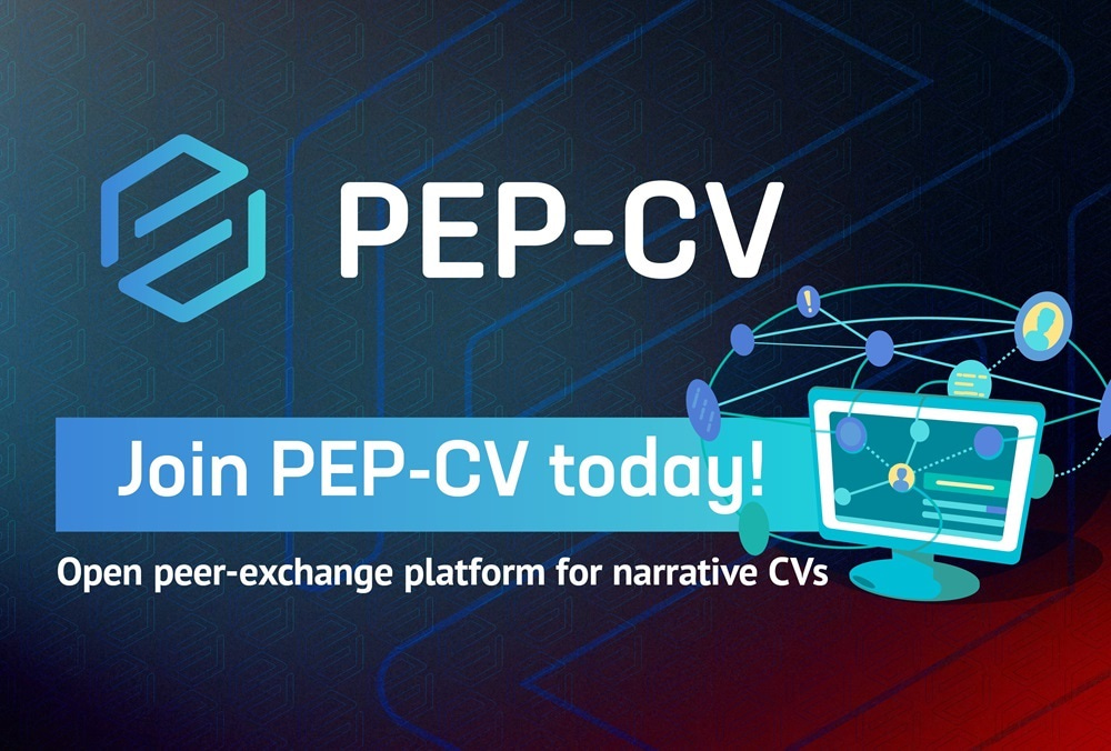 The Peer Exchange Platform for Narrative-style CVs (PEP-CV) Poster image advertising the Peer Exchange Platform for Narrative-style CVs (PEP-CV)