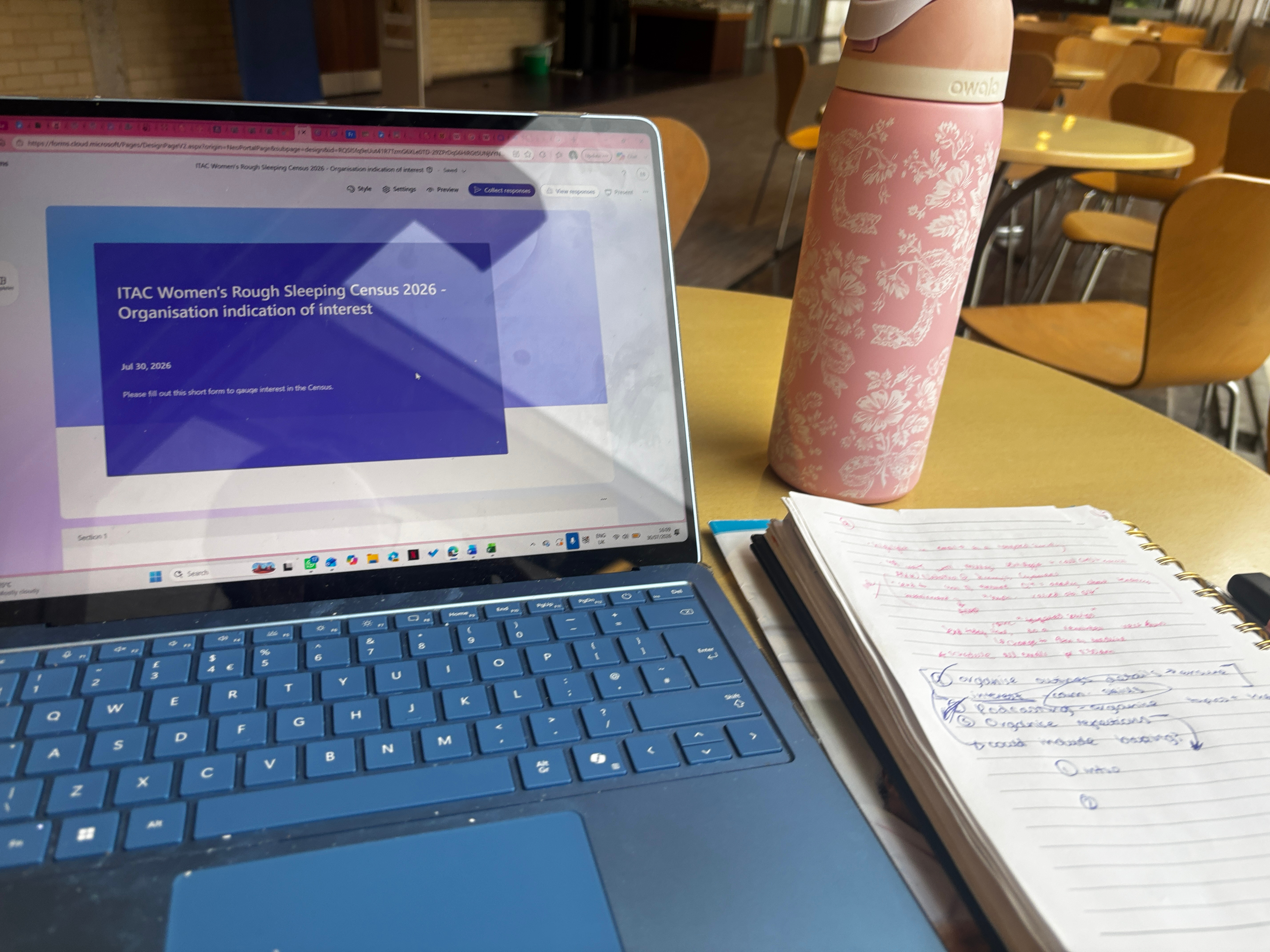 Eleanor working on surveys for the Women’s Rough Sleeping Census