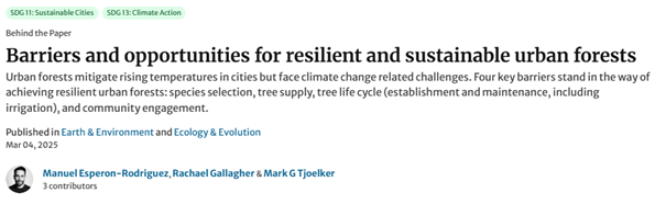 Barriers and opportunities for resilient and sustainable urban forests Barriers and opportunities for resilient and sustainable urban forests