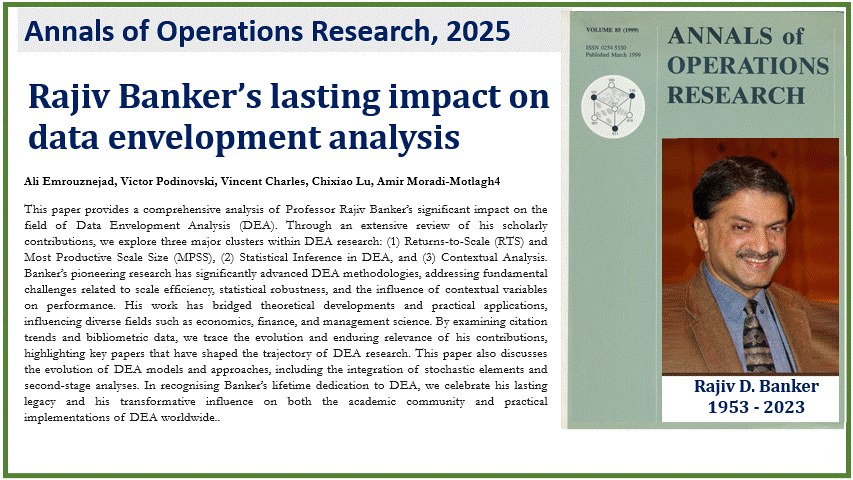 Rajiv Banker’s lasting impact on data envelopment analysis