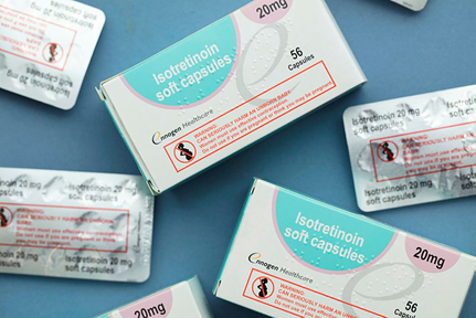 Boxes of tablets of isotretinoin, used to treat acne