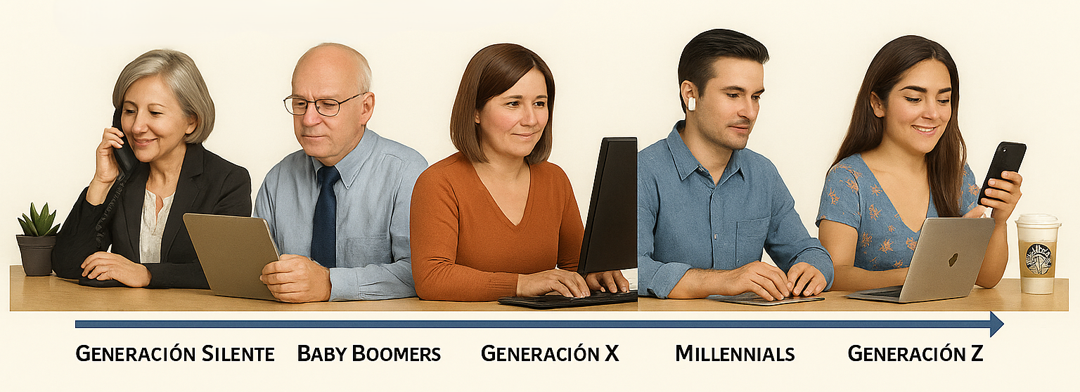 Silentes - Baby Boomers, Gen X - Millennials - Gen Z conviven en el ambiente laboral