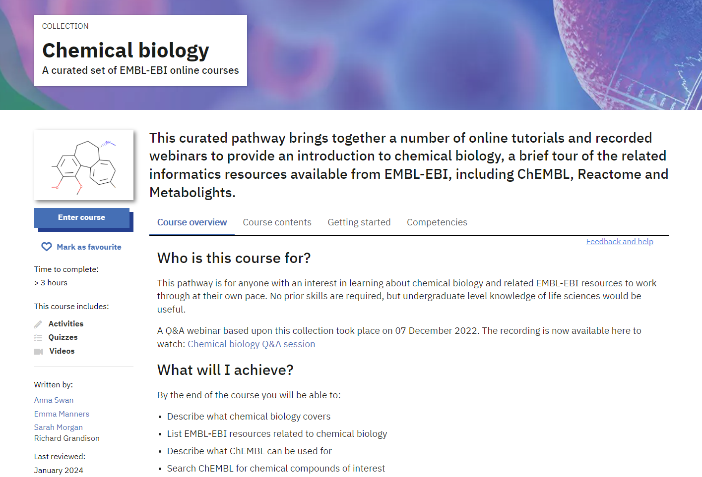 The front page of a collection provides details about what topics it covers, who the target audience is, and any prerequisites.