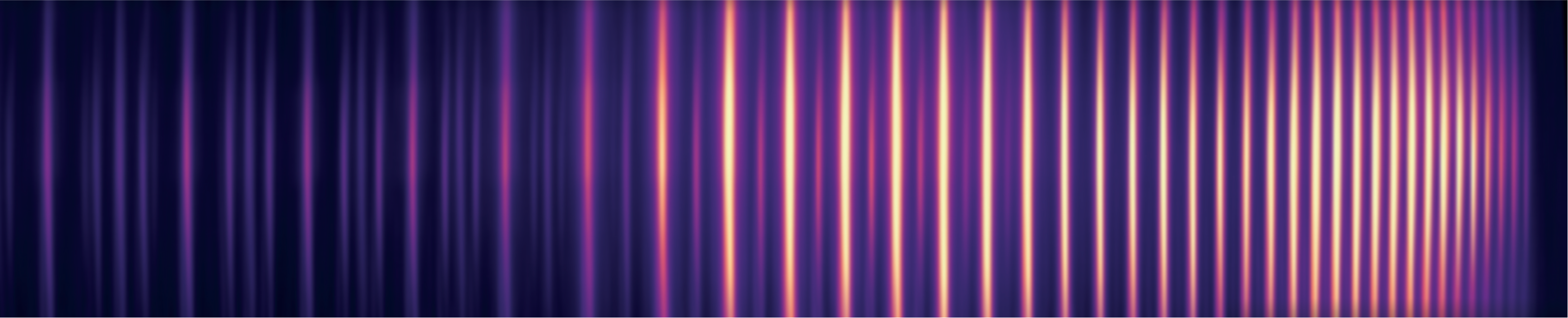 Raw image from a camera sensitive to extreme ultra-violet light. The intense radiation generated by the laser-plasma interaction is split into its frequency components, each harmonic of the laser pulse is observed as a single line on the detector.